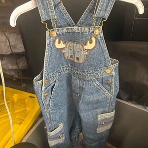 Kids Denim Overalls with Moose Design